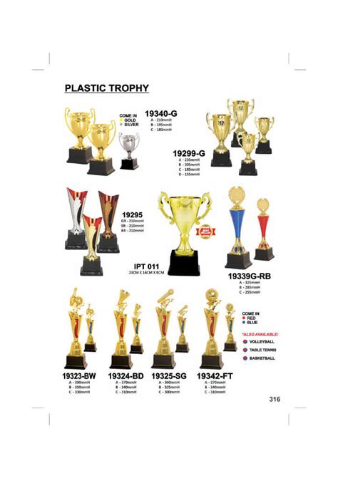 Metal Plastic Trophy Pembekal Cenderamata