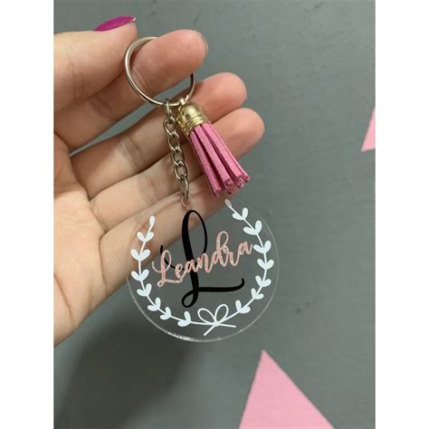 Chaveiro de acrílico personalizado nome Shopee Brasil