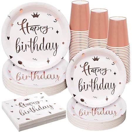 Nkaiso 141pcs Rose Or Party Vaisselle Kit Vaisselles Anniversaire