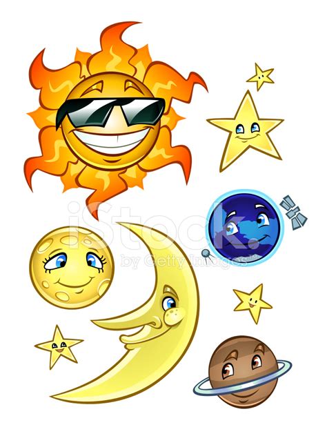 Sol Luna Estrellas Y Planetas Stock Vector FreeImages