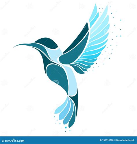 Colibri Bird Logo Vector Illustration Of Exotic Flying Hummingbird