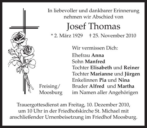 Traueranzeigen Von Josef Thomas Trauer Merkur De