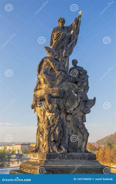 Prague The Baroque Saint Francis Xavier Statue From Charles Bridge By