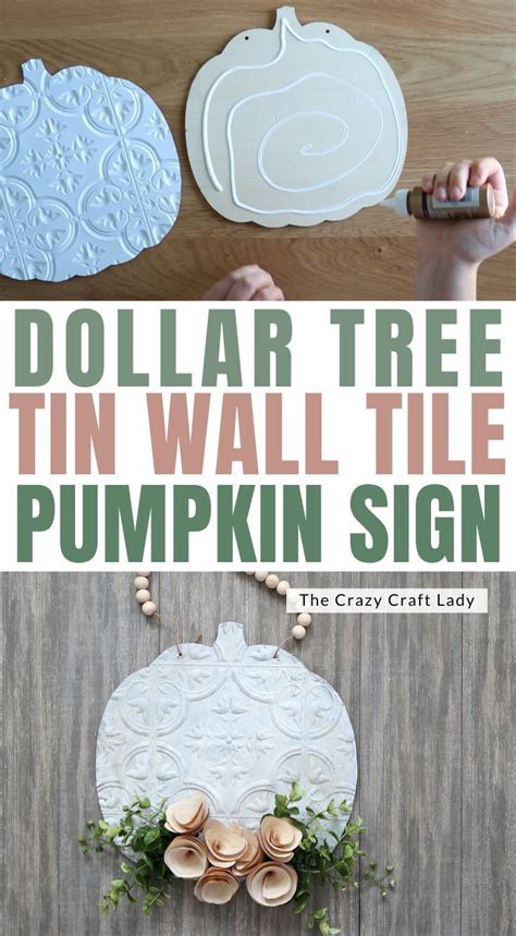 Dollar Tree Fall Craft Tin Wall Tile Pumpkin Fall Pumpkin Crafts