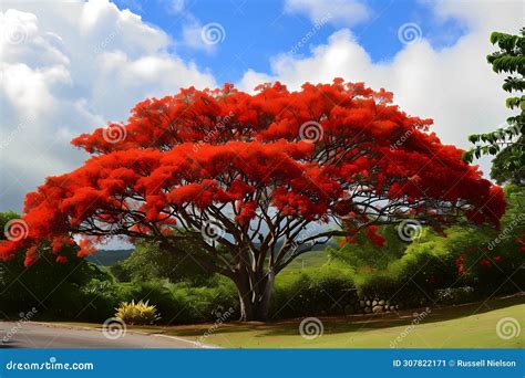 Flame Tree Delonix Regia Madagascar Stock Illustration