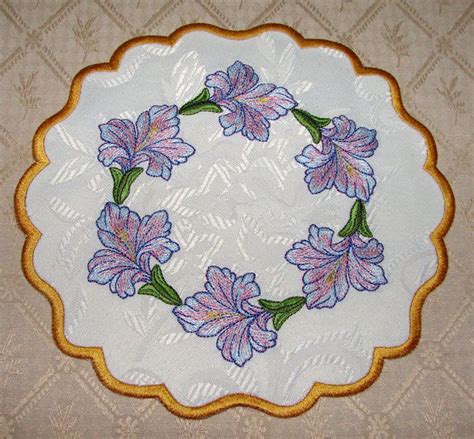 Art Nouveau Embroidery Design By Sue Box Doily With Flower Design