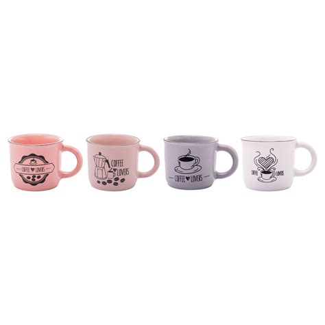 Conjunto De Canecas De Cafe Coloridas Em Ceramica Ml Raffaello