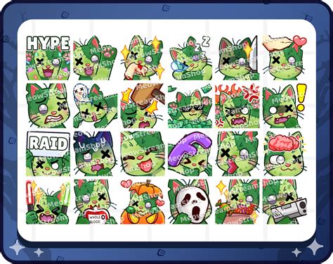 Twitch Emote Cute Zombie Cat Mega Pack Emotes Emotes Etsy