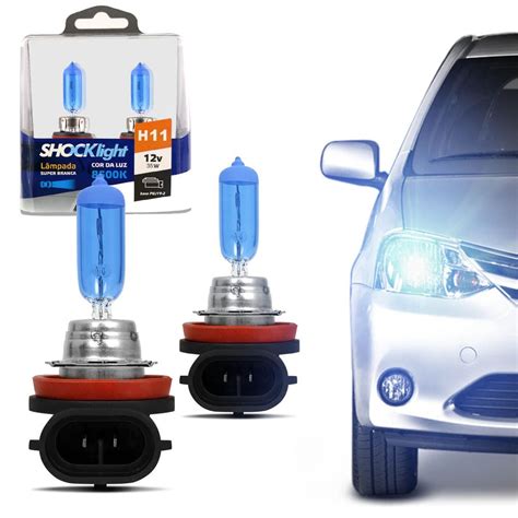 Par Super Branca H11 Shocklight 55w 12v 8500k Ps Iluminação automotiva