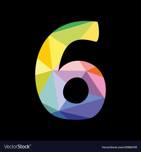 Colorful Number 6 Isolated On Black Background Vector Image