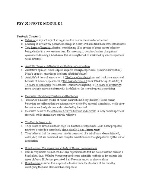 Psy Module Notes Psy Note Module Textbook Chapter