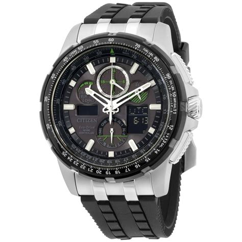 Citizen Men S Eco Drive Skyhawk A T Chronograph Perpetual Rubber Watch