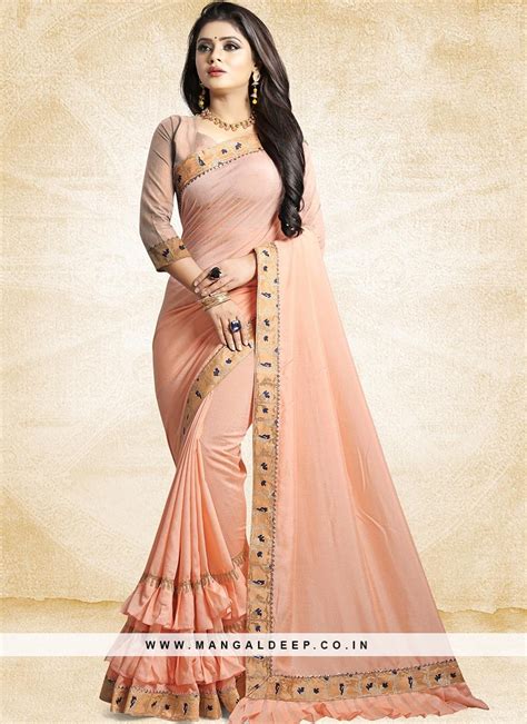 Silk Function Wear Saree In Classic Peach Color Peach Silk Saree