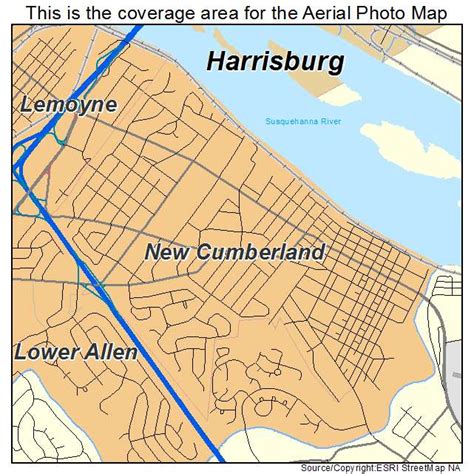 Aerial Photography Map of New Cumberland, PA Pennsylvania