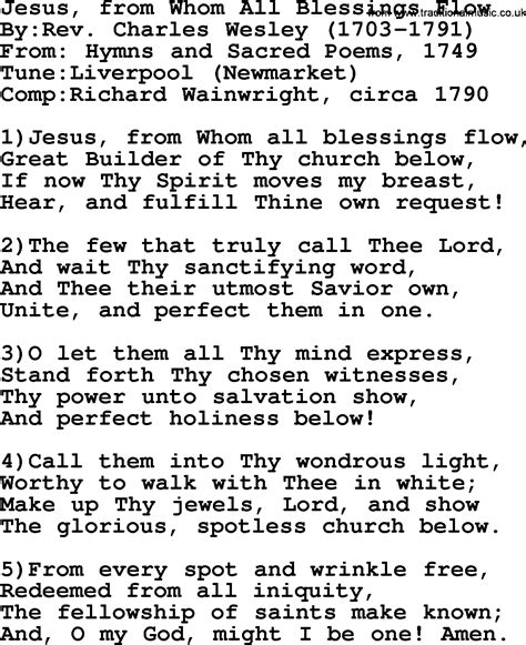 Methodist Hymn Jesus From Whom All Blessings Flow Lyrics With Pdf