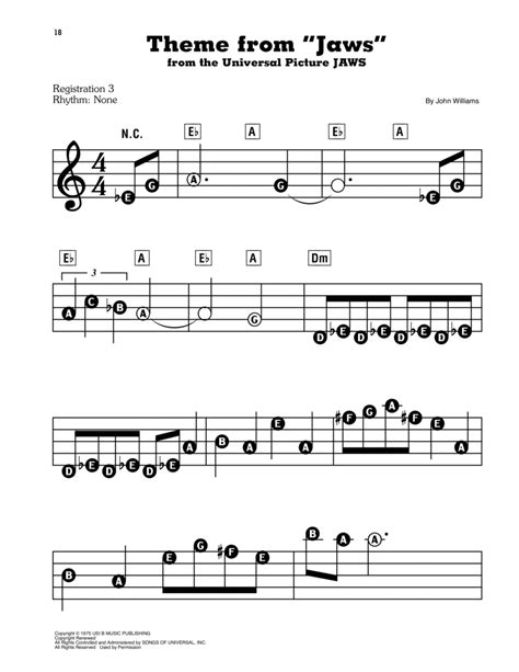 Theme From Jaws - Electronic Keyboard - Digital Sheet Music | Sheet ...