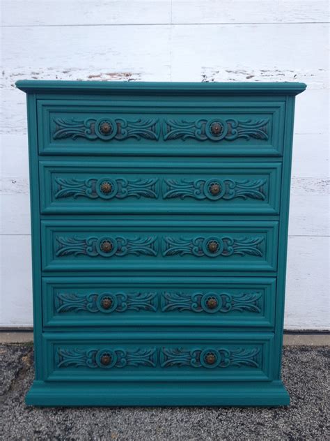 Teal Painted Highboy Dresser By Twice Loved Furniture Creations Blue