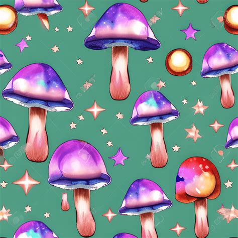 Galaxy Magic Mushroom Celestial Watercolor Pattern Creative Fabrica