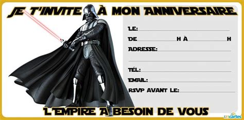 Invitation Anniversaire Star Wars Cartes Star Wars Birthday