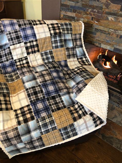 Flannel Plaid Quilt, Plaid Quilt, Man Cave Quilt, Cabin Quilt, Plaid Patchwork Quilt, Mens ...