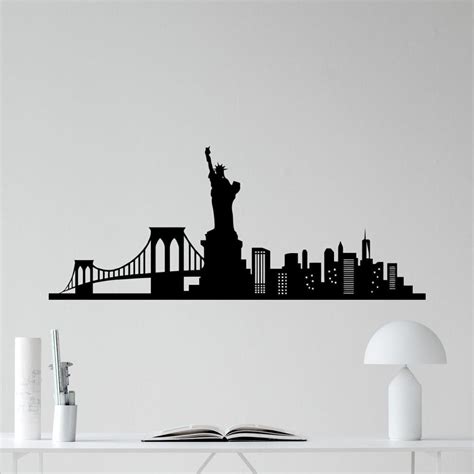 Pegatina De Pared Del Skyline De Nueva York 195x80cm Calcomanía De