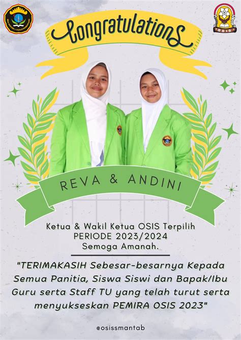 Reva Dan Andini Terpilih Sebagai Ketua Dan Wakil Ketua Osis Sman