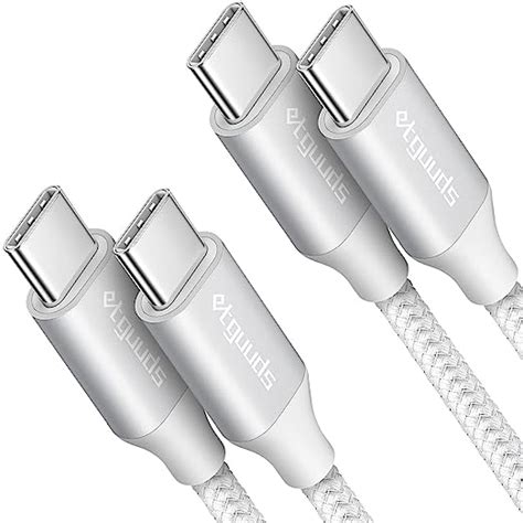 Etguuds White Usb C To Usb C Cable 6ft 2 Pack 60w Fast Charging