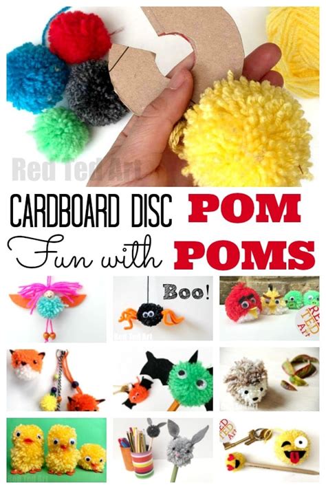 How to make pom poms with a DIY cardboard pom pom maker -RedTedArt