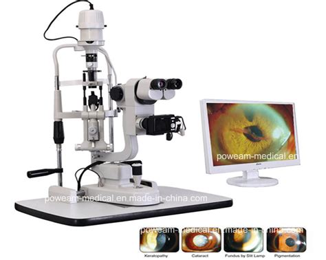 Hospital Five Steps Rotation Magnification Digital Slit Lamp With