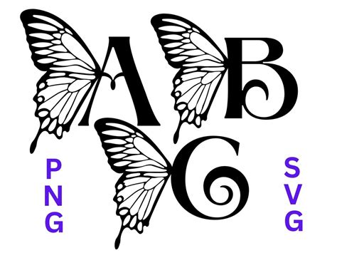 Butterfly Monogram Font Svg Png Butterfly Alphabet Embroidery Monogram