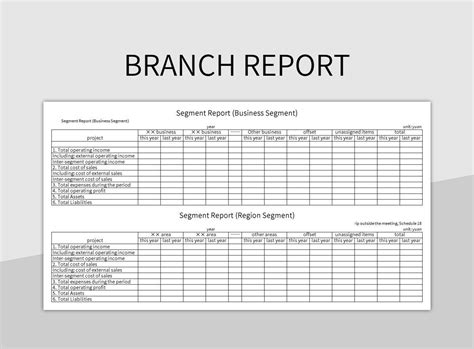 Branch Report Excel Template And Google Sheets File For Free Download - Slidesdocs