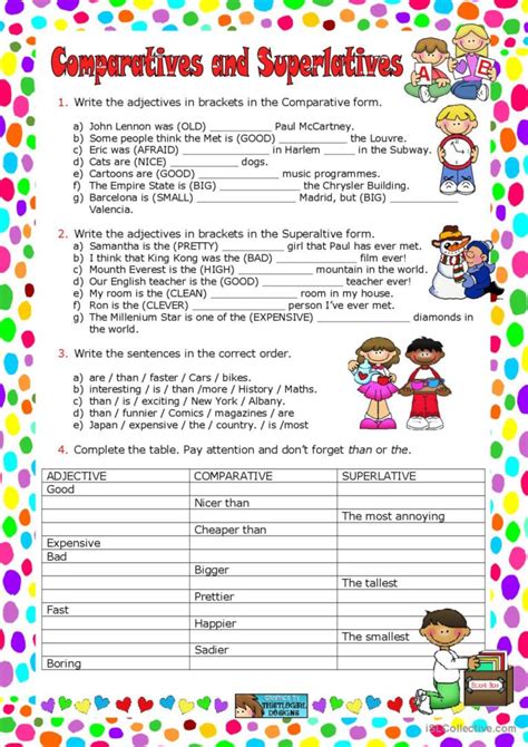 Comparative Superlative Adverbs Worksheets