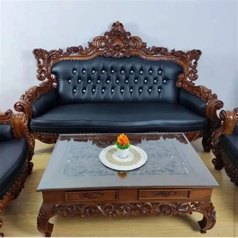 Seater Teak Wooden Carved Sofa Set At Rs Wooden Carved Sofa