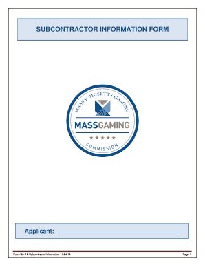 Fillable Online Subcontractor Information Form Massachusetts Gaming