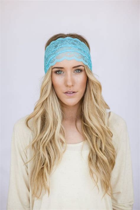 New Lace Color Lace Headband Aqua Sheer Wide Lace Headband With By