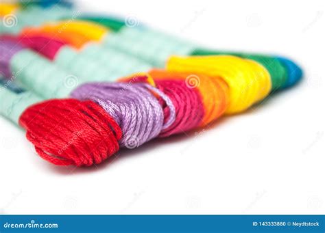 Colorful Cotton Threads On White Background Stock Photo Image Of