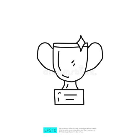 Trophy Doodle Hand Drawn Drawing Winner Trophy Champion Vector Stock