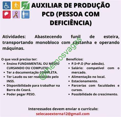 Auxiliar de Produção PCD Fortaleza CE 01 vaga s Themos Vagas