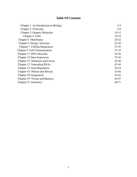 MCB 150 Notes Table Of Contents Chapter 1 An Introduction To