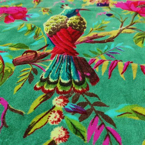 Birds of Paradise Velvet fabric for upholstery-Green – The Teal Thread