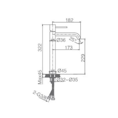 Grifo para lavabo MONZA de caño alto marca IMEX