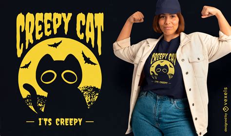 Halloween Creepy Cat T Shirt Design Vector Download