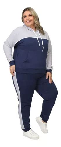 Conjunto Moletom Flanelado Feminino Plus Size Tendencia Frete Gr Tis