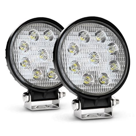 Nilight 2pcs 27w Round Spot Led Light Bar Driving Lamp Waterproof Jeep Off Road Fog Lights For