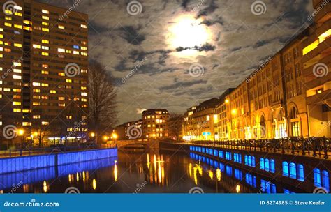 Spree River At Night Stock Image Image Of Reflection 8274985