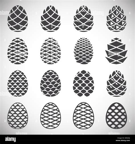 Pine Cone Icons Set On Background For Graphic And Web Design Simple