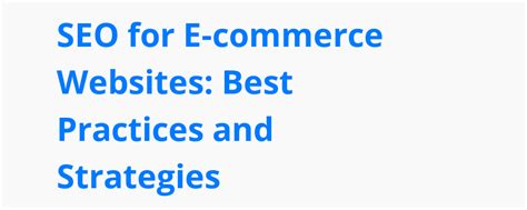 Seo For E Commerce Best Practices And Strategies For Success Learn How