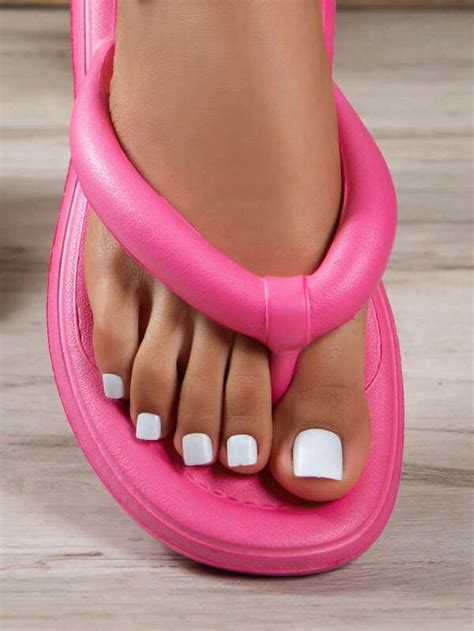 Women Minimalist Toe Post Flat Sandals Funky Hot Pink Thong Sandals Shein Usa