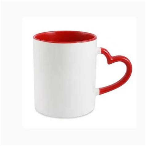 Ceramic White Heart Handle Personalised Mugs 330 ML Size Dimension