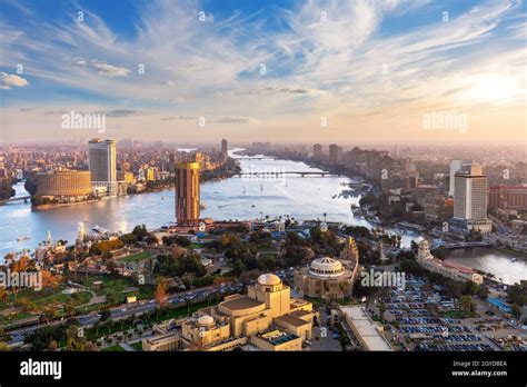 downtown  cairo  fabulous skyscrappers   nile aerial view egypt stock photo alamy